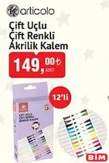 ARTİCOLO ÇİFT UÇLU ÇİFT RENKLİ AKRİLİK KALEM 12'Lİ